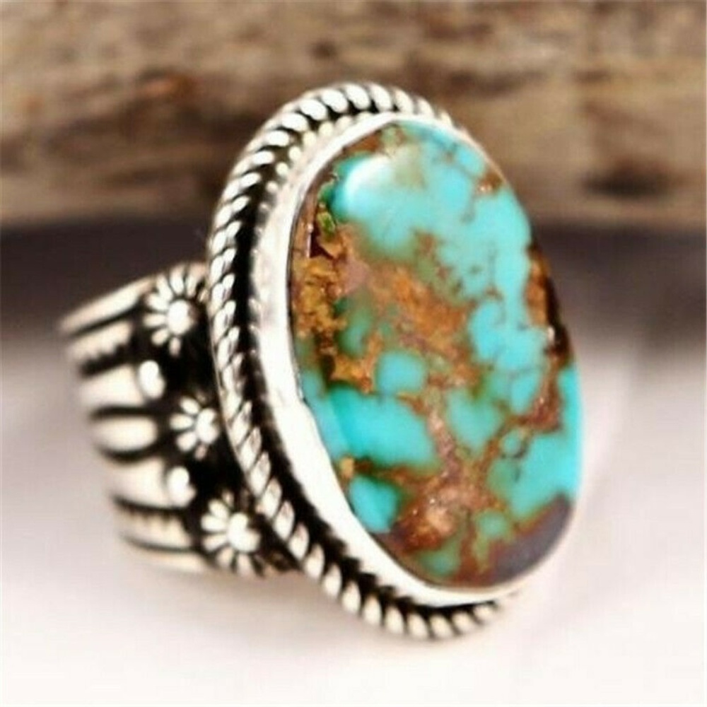 Antique Style Silver and Natural Turquoise Ring